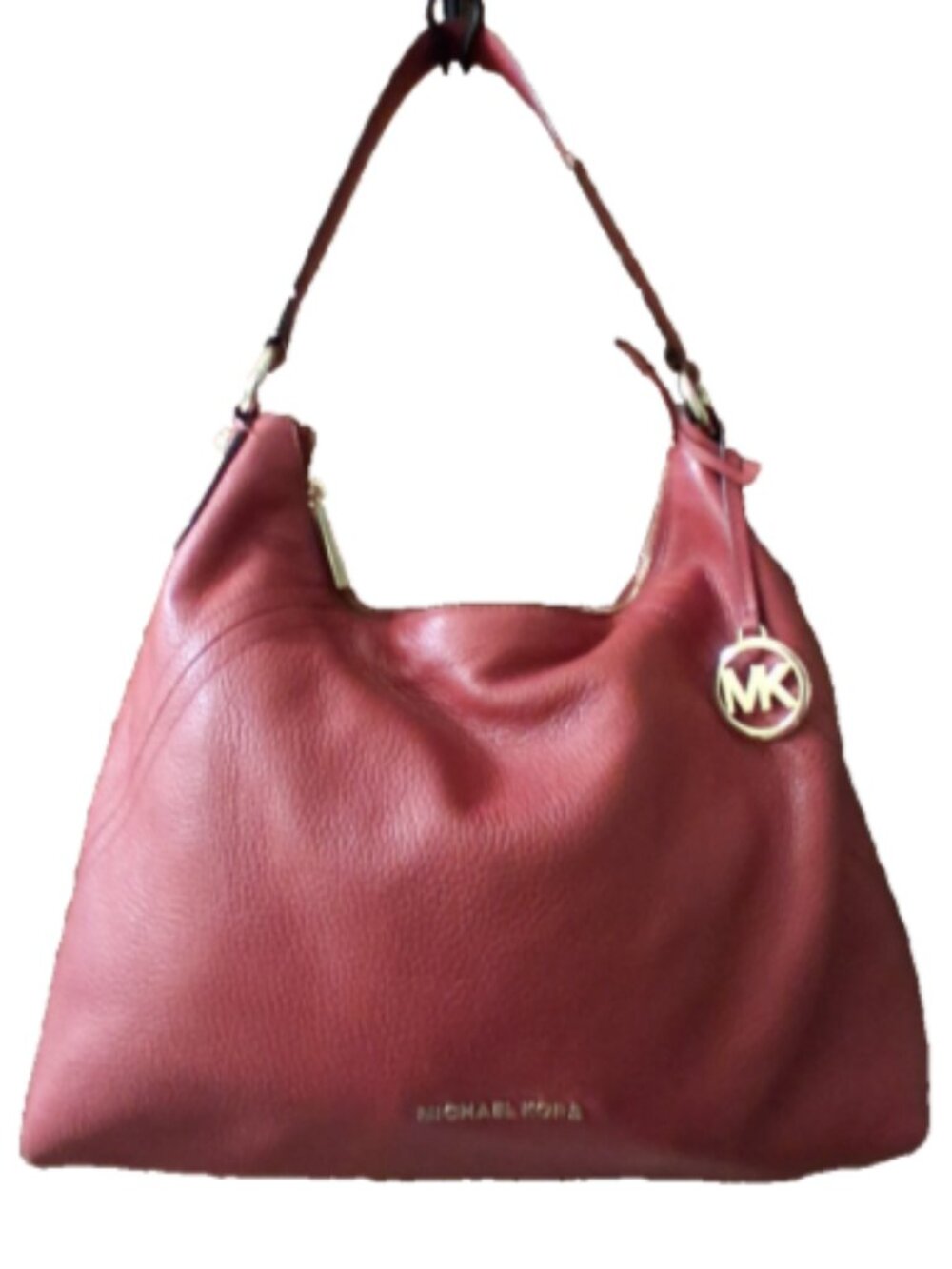 Michael Kors Aria Large Pebbled Leather Shoulder Bag Terracotta 30T9GXAL3L
